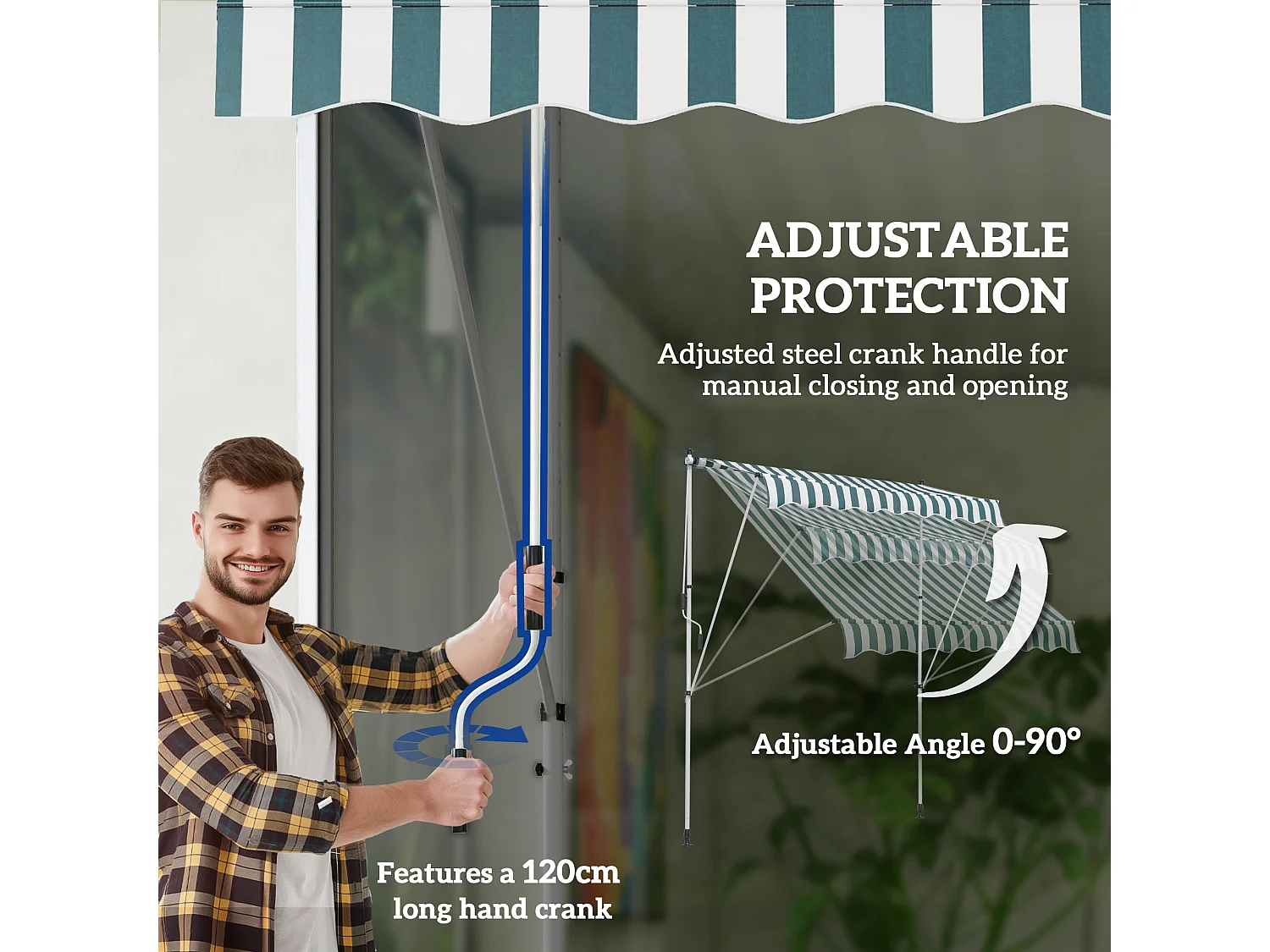 Tenda da sole a braccio articolato, tenda da sole a clip, 200 x 150 cm, regolabile in altezza