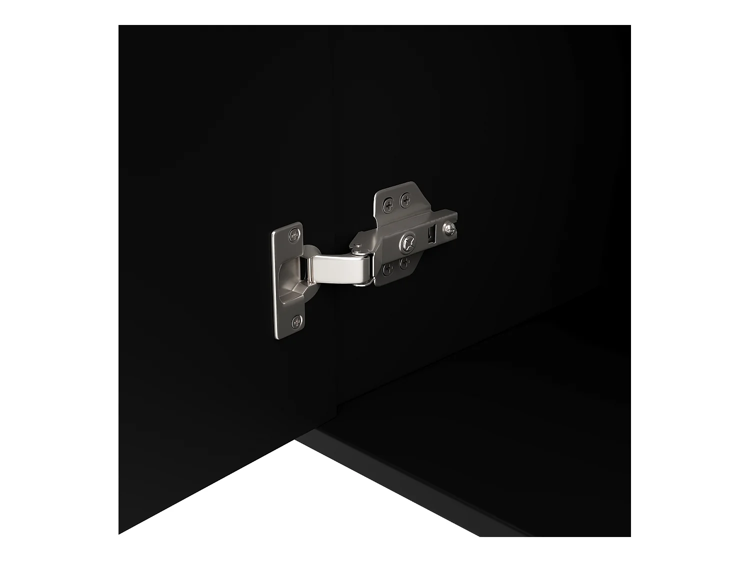 Buffet noir - Buffet à 4 portes et poignées dorées - pour salle à manger et salon