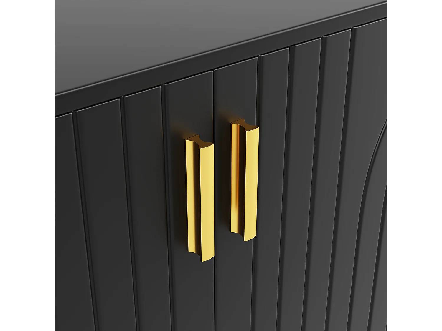 Schwarzes Sideboard - 4-türiges Sideboard mit goldenen Griffen - für Esszimmer und Wohnzimmer