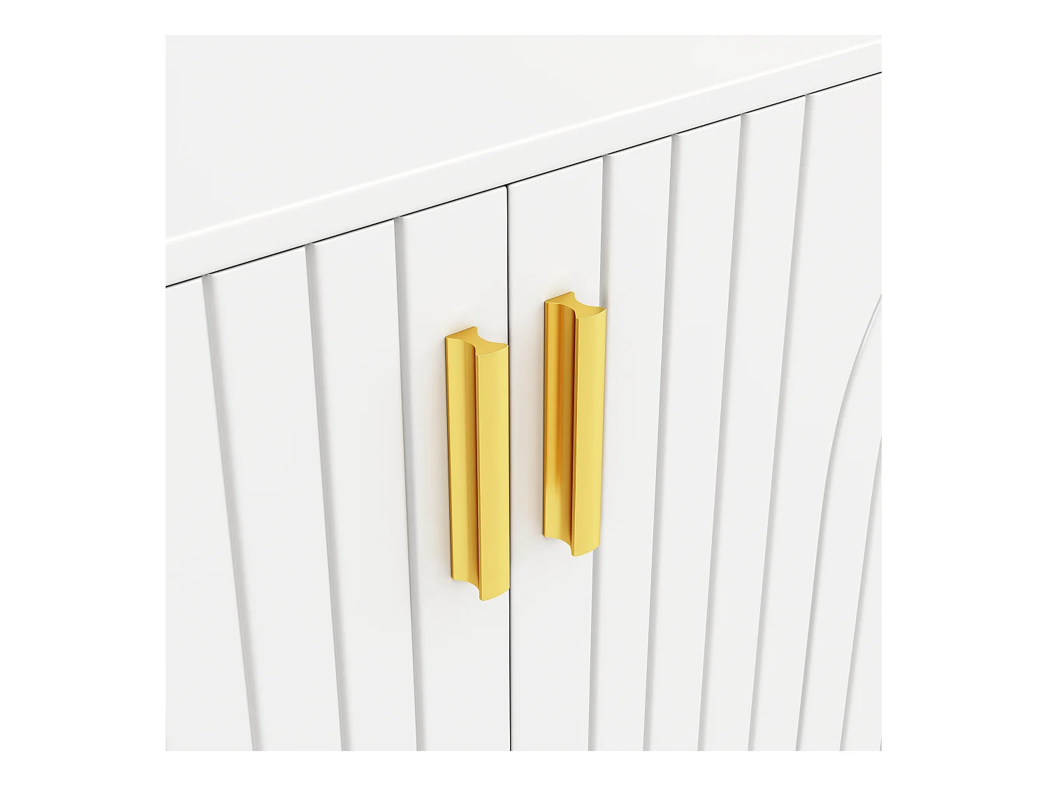 Buffet blanc - Buffet à 4 portes et poignées dorées - pour salle à manger et salon