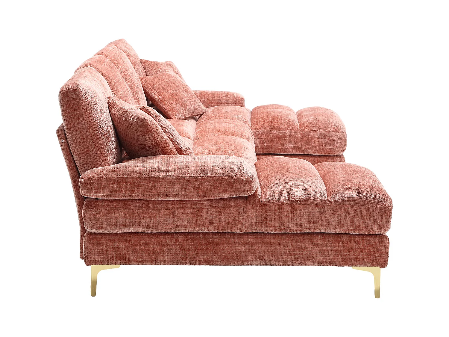 Canapé d'angle rose - Canapé 4 places avec assises et coussins - pour salon et chambre