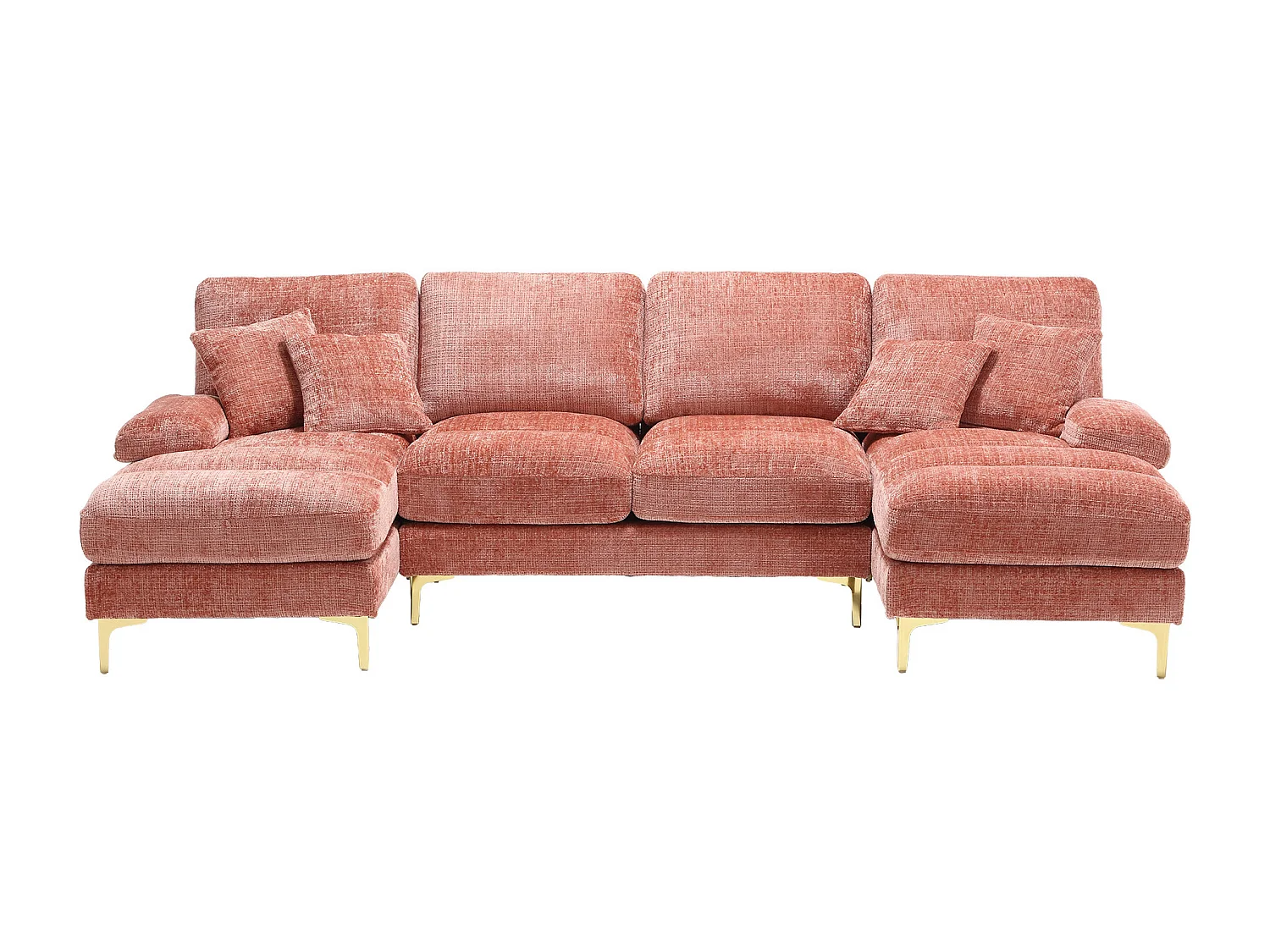 Sofá esquinero rosa - Sofá de 4 plazas con asientos y cojines - para salón y dormitorio