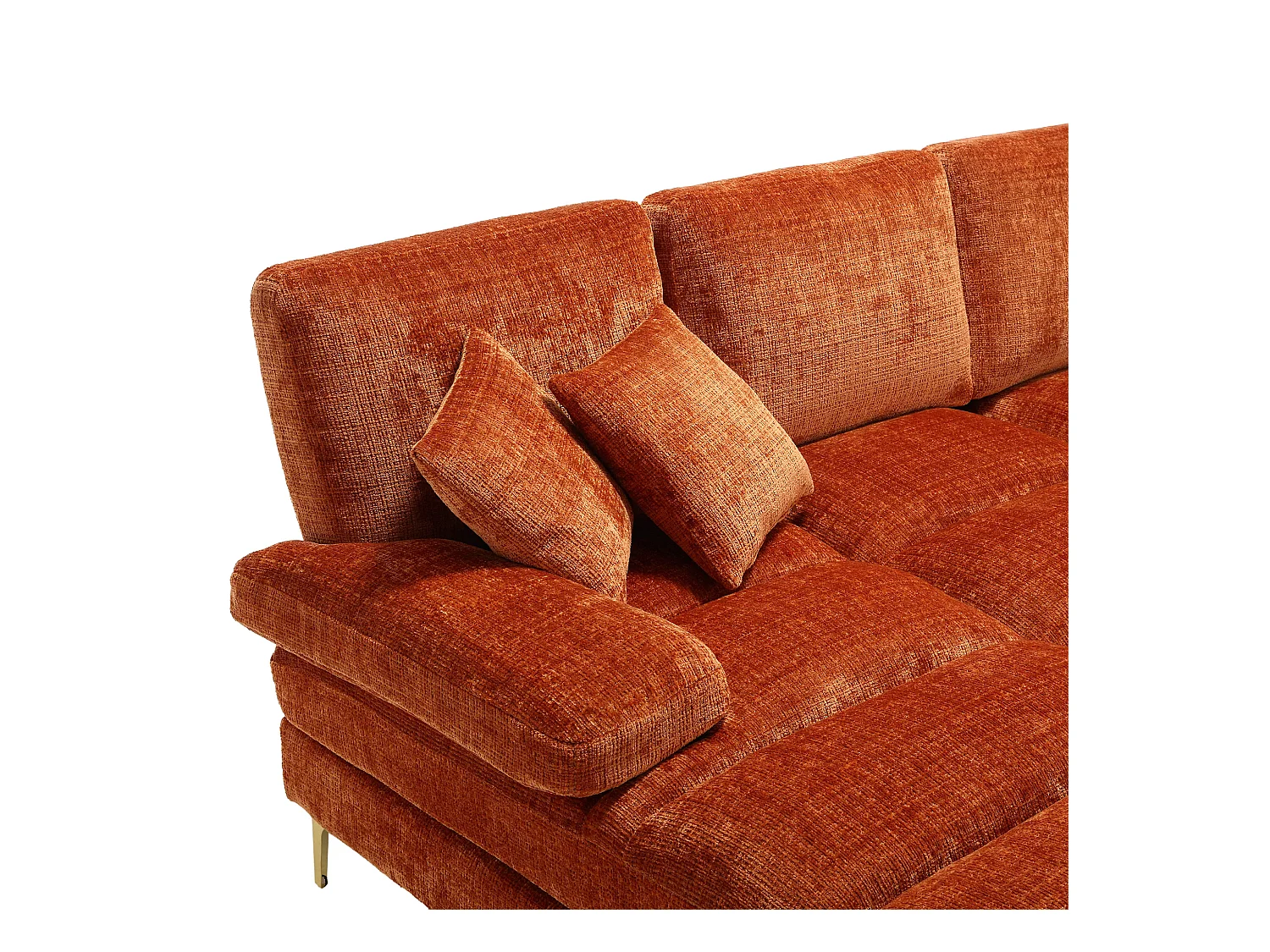 Canapé d'angle orange - Canapé 4 places avec assises et coussins - pour salon et chambre