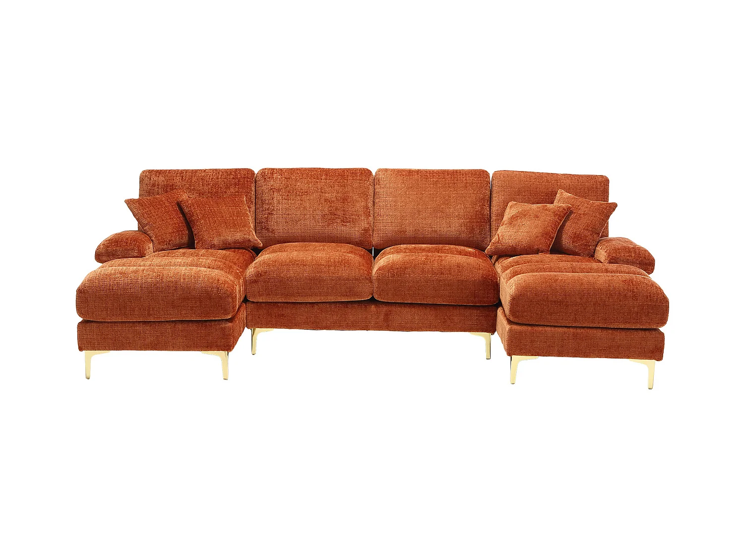 Canapé d'angle orange - Canapé 4 places avec assises et coussins - pour salon et chambre