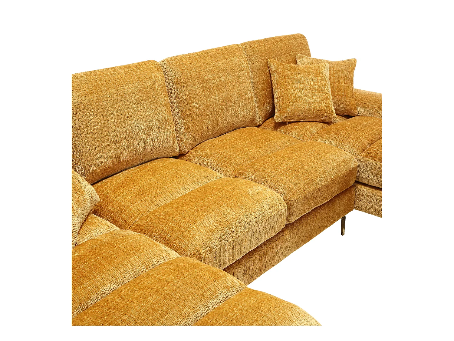 Canapé d'angle jaune - Canapé 4 places avec assises et coussins - pour salon et chambre