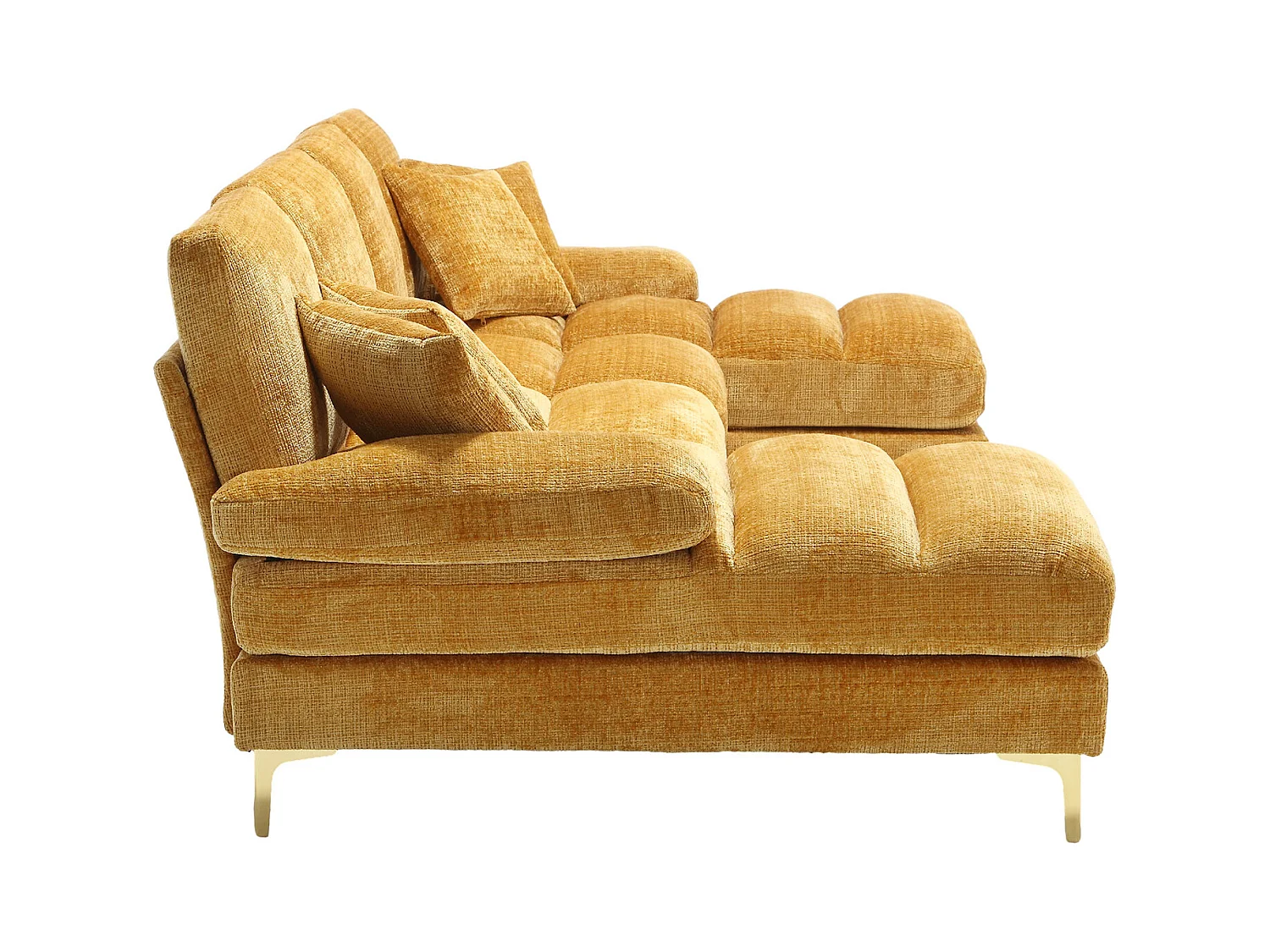 Canapé d'angle jaune - Canapé 4 places avec assises et coussins - pour salon et chambre