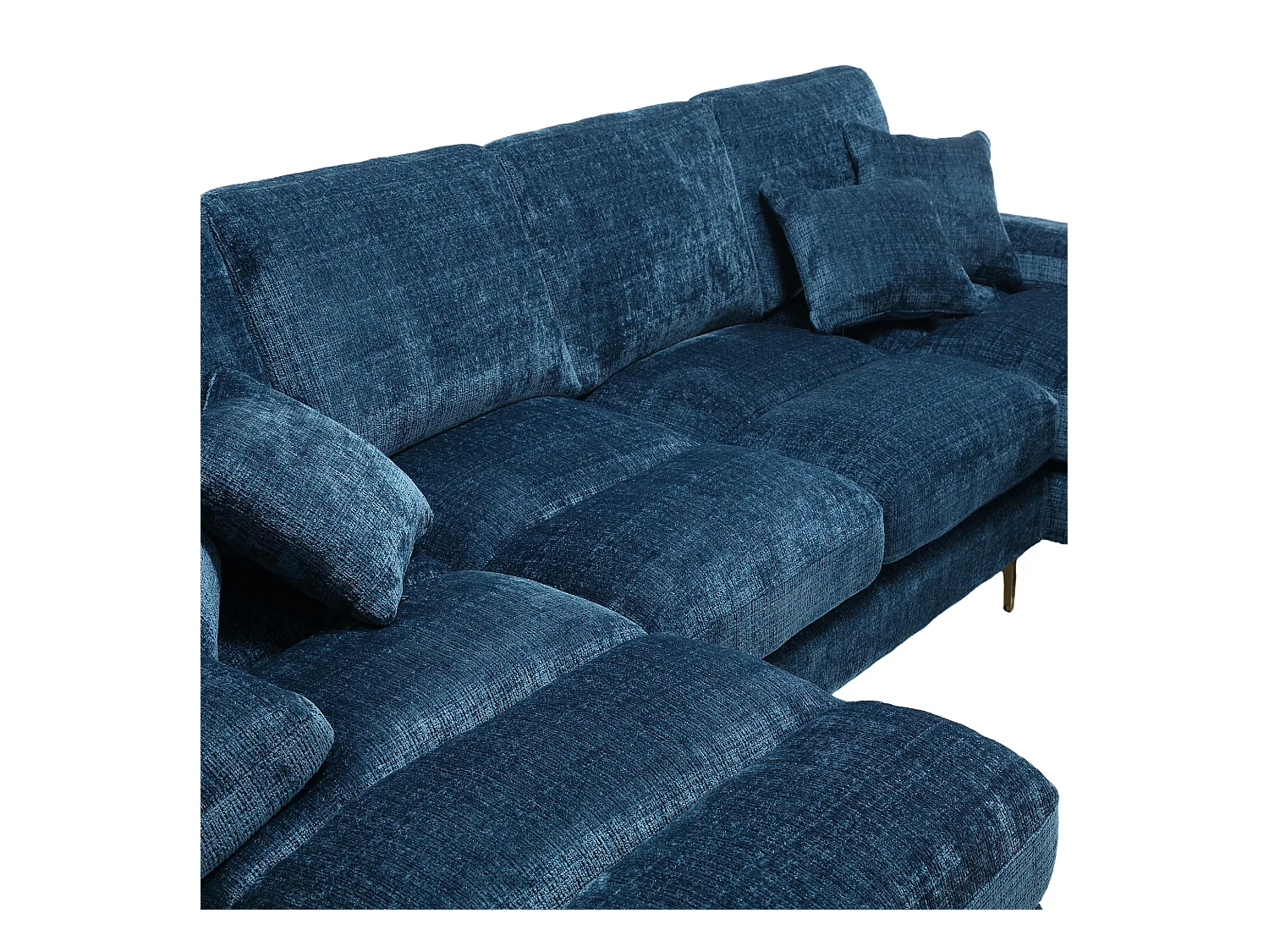 Canapé d'angle bleu - Canapé 4 places avec assises et coussins - pour salon et chambre