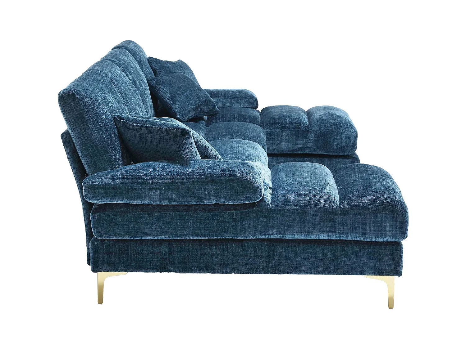 Canapé d'angle bleu - Canapé 4 places avec assises et coussins - pour salon et chambre