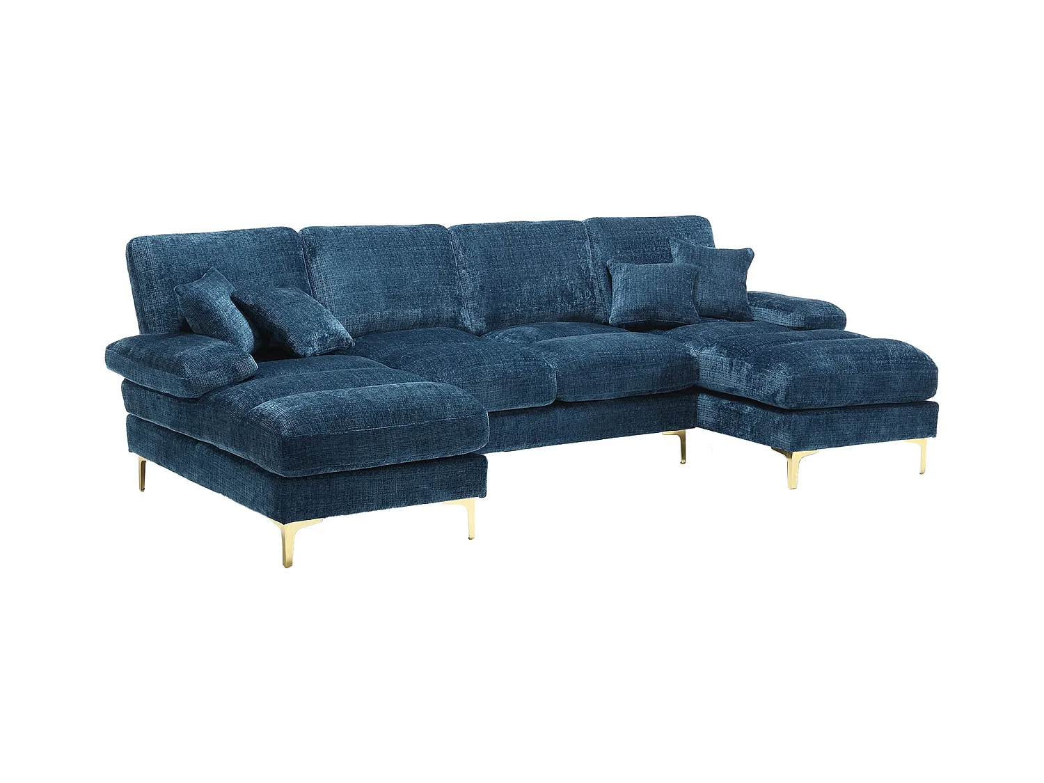 Canapé d'angle bleu - Canapé 4 places avec assises et coussins - pour salon et chambre