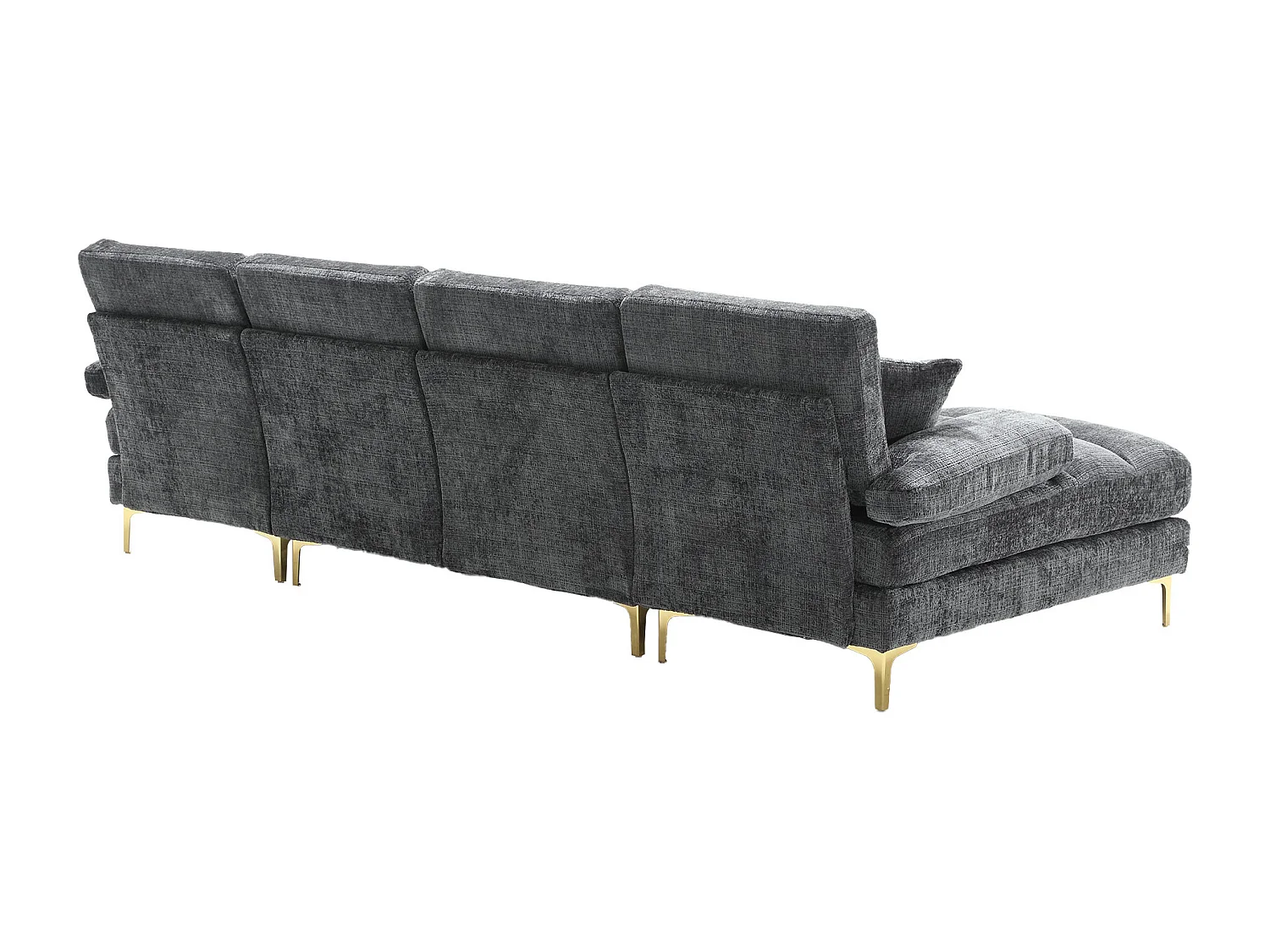 Graues Ecksofa - 4-Sitzer-Sofa mit Sitzen und Kissen - für wohnzimmer und schlafzimmer