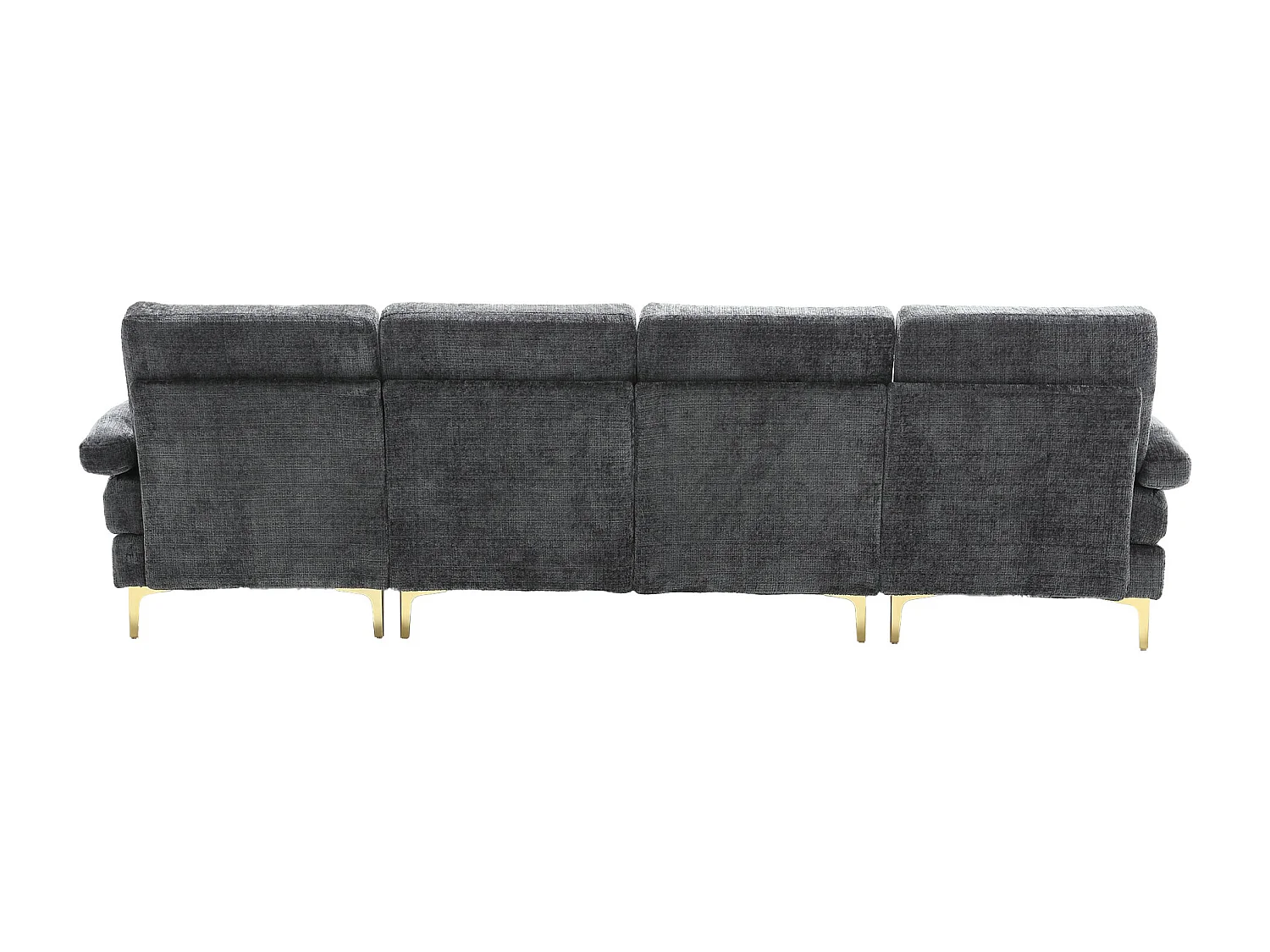 Graues Ecksofa - 4-Sitzer-Sofa mit Sitzen und Kissen - für wohnzimmer und schlafzimmer