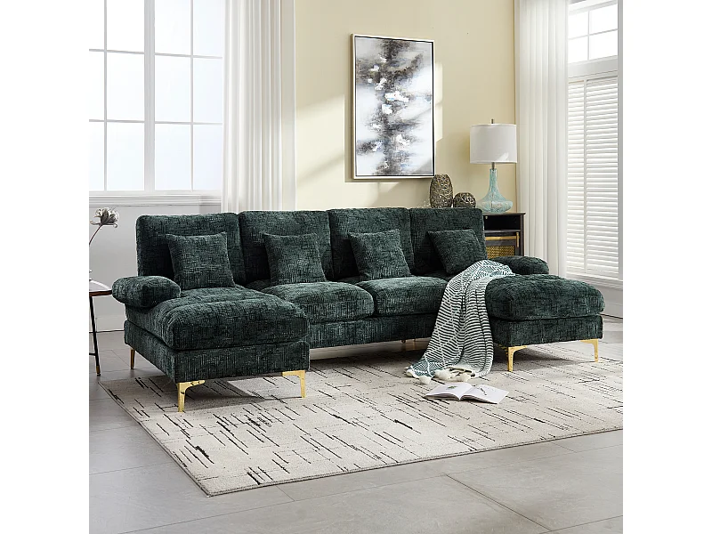 Ecksofa Emerald - 4-Sitzer-Sofa mit Sitzen und Kissen - für wohnzimmer und schlafzimmer