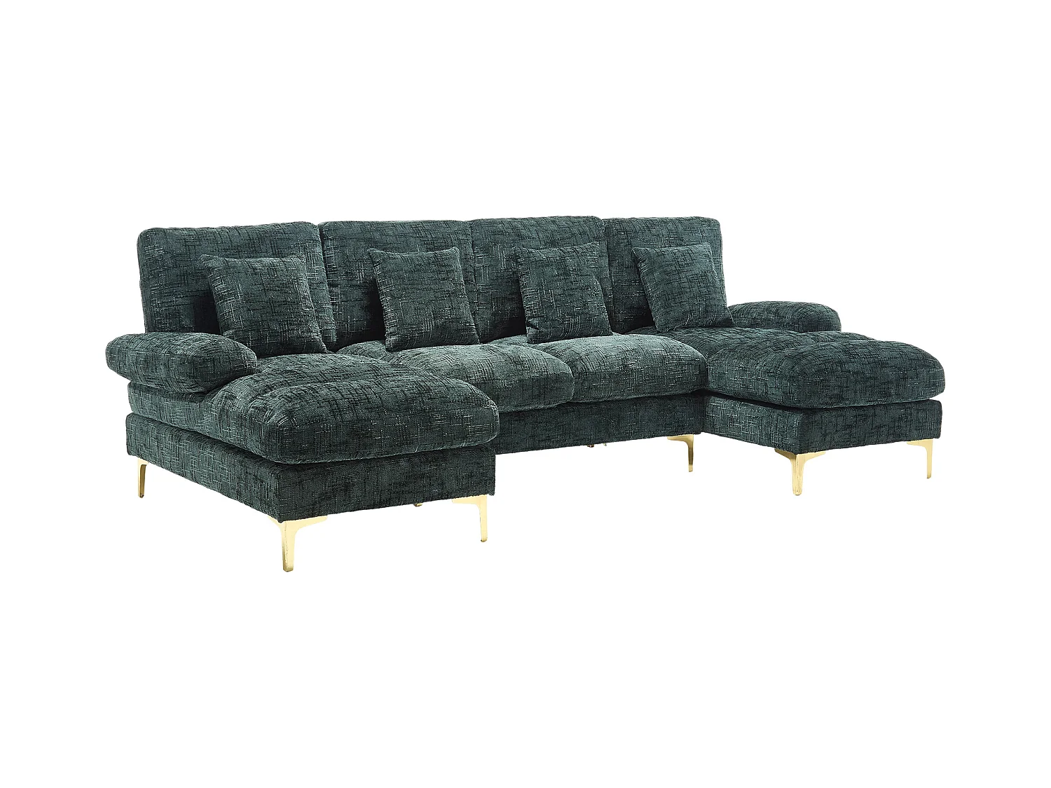 Canapé d'angle emeraude - Canapé 4 places avec assises et coussins - pour salon et chambre