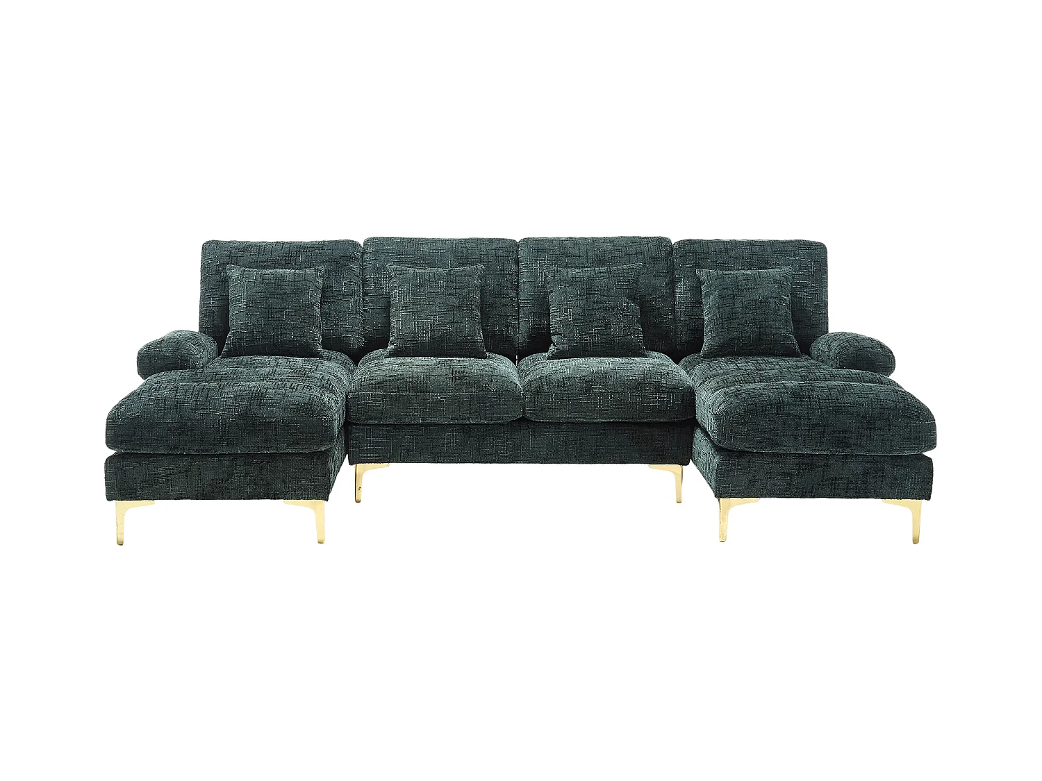 Canapé d'angle emeraude - Canapé 4 places avec assises et coussins - pour salon et chambre