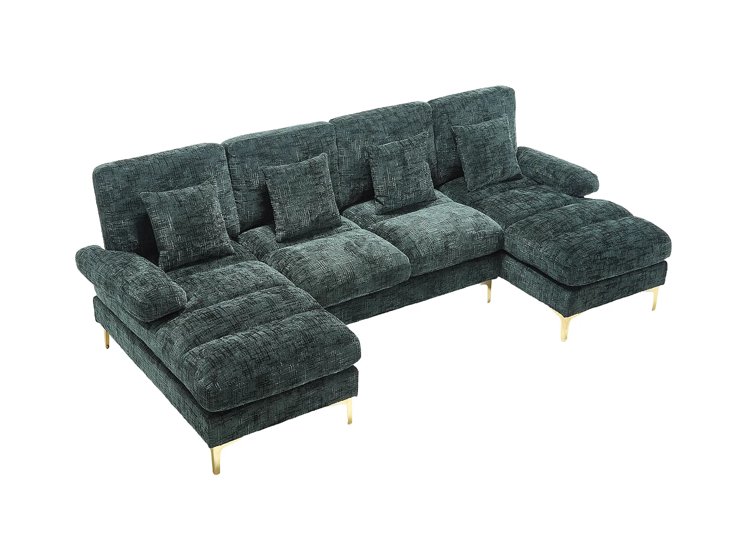 Canapé d'angle emeraude - Canapé 4 places avec assises et coussins - pour salon et chambre