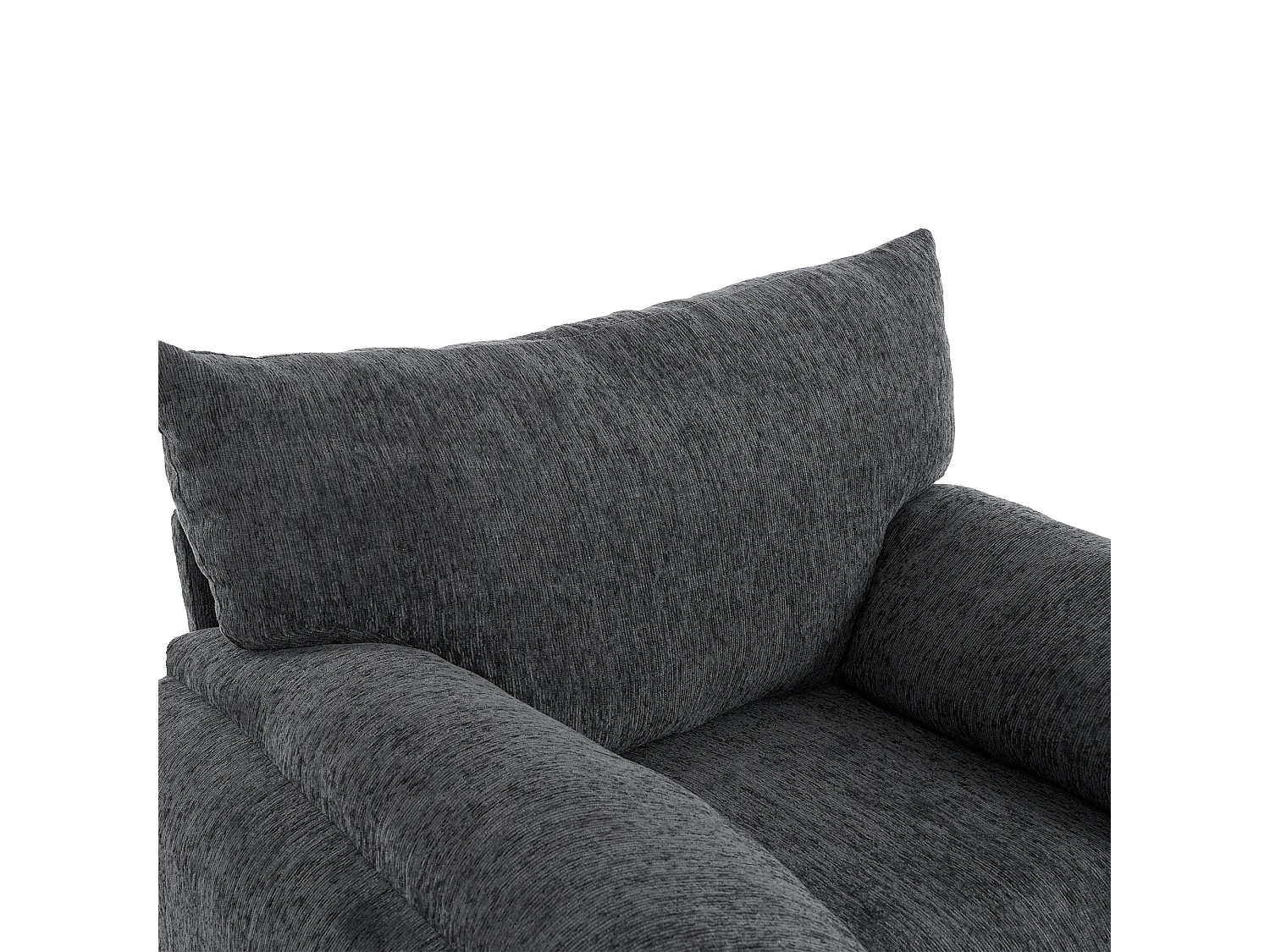 Szara prosta sofa - Sofa z podłokietnikami i oparciem - Szenil - do salonu i sypialni