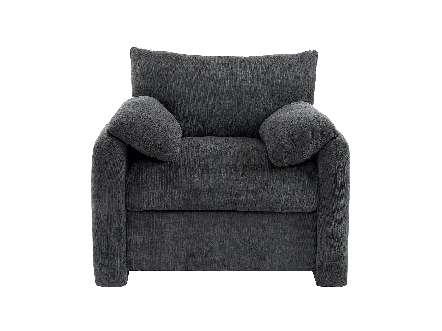 Szara prosta sofa - Sofa z podłokietnikami i oparciem - Szenil - do salonu i sypialni