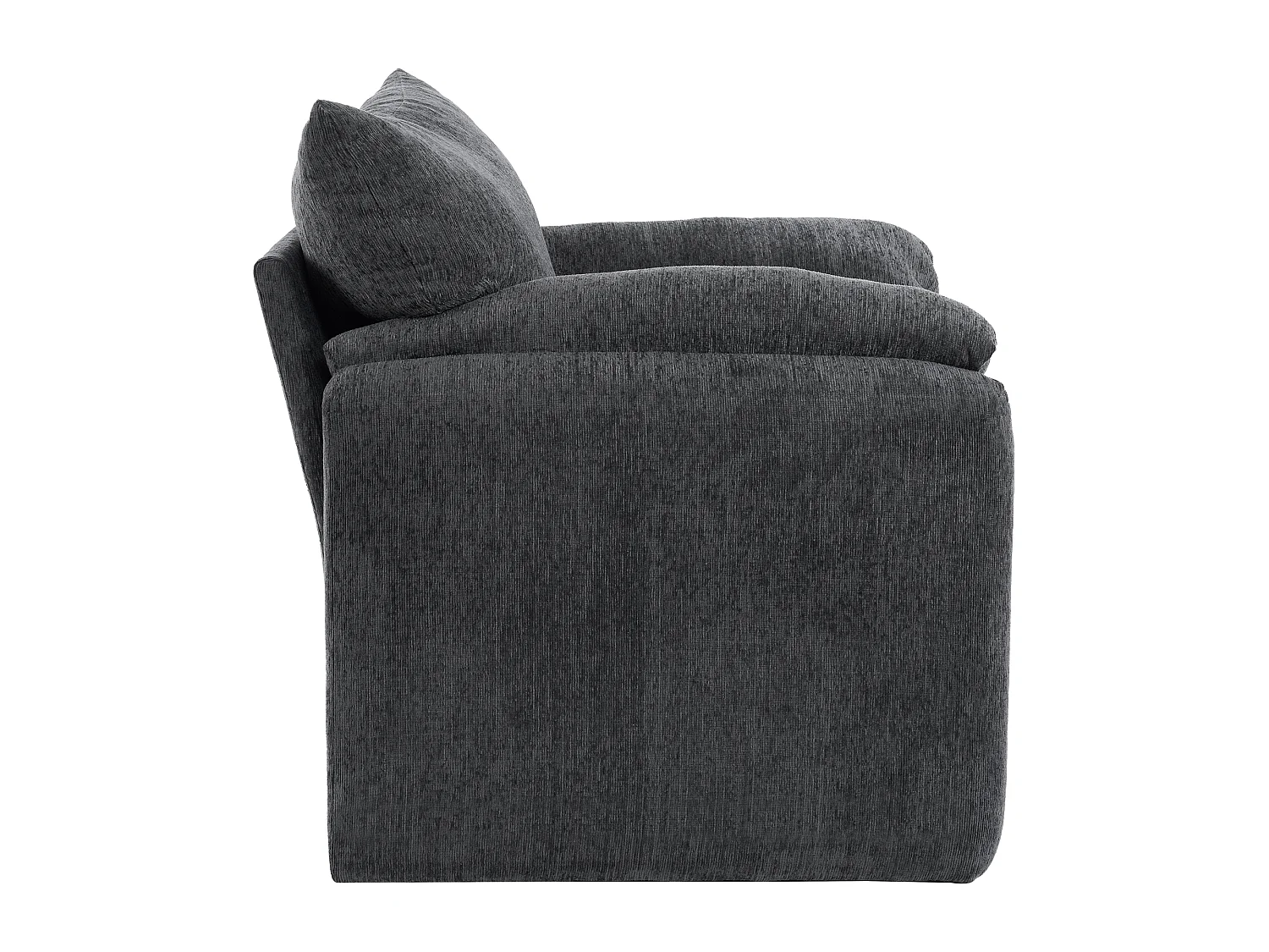 Szara prosta sofa - Sofa z podłokietnikami i oparciem - Szenil - do salonu i sypialni