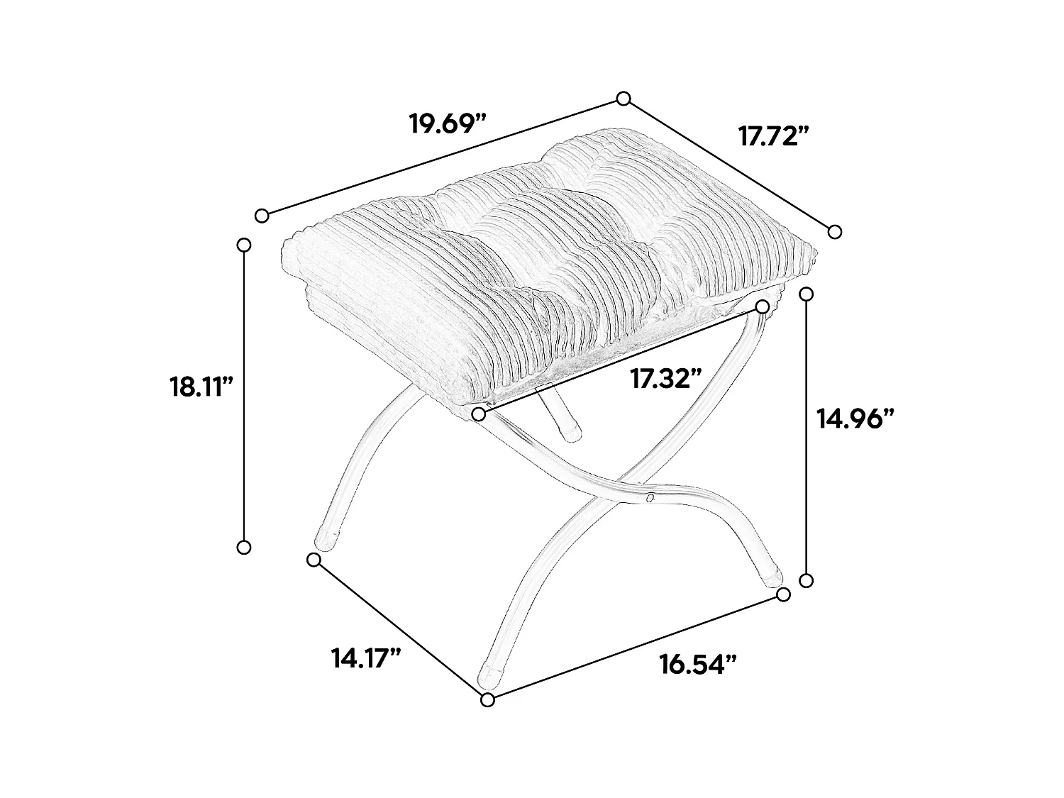 Canapé droit blanc - Canapé 1 place avec poches latérales et repose-pieds - pour chambre et salon