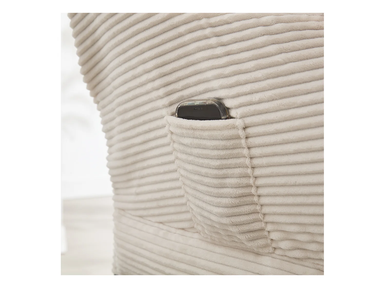 Canapé droit blanc - Canapé 1 place avec poches latérales et repose-pieds - pour chambre et salon