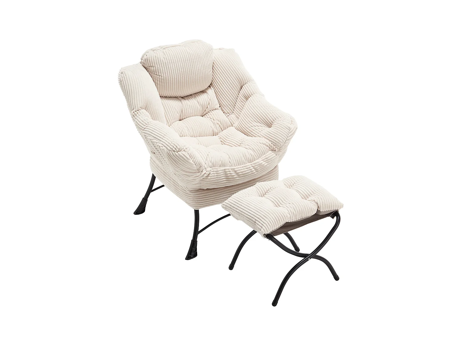 Canapé droit blanc - Canapé 1 place avec poches latérales et repose-pieds - pour chambre et salon