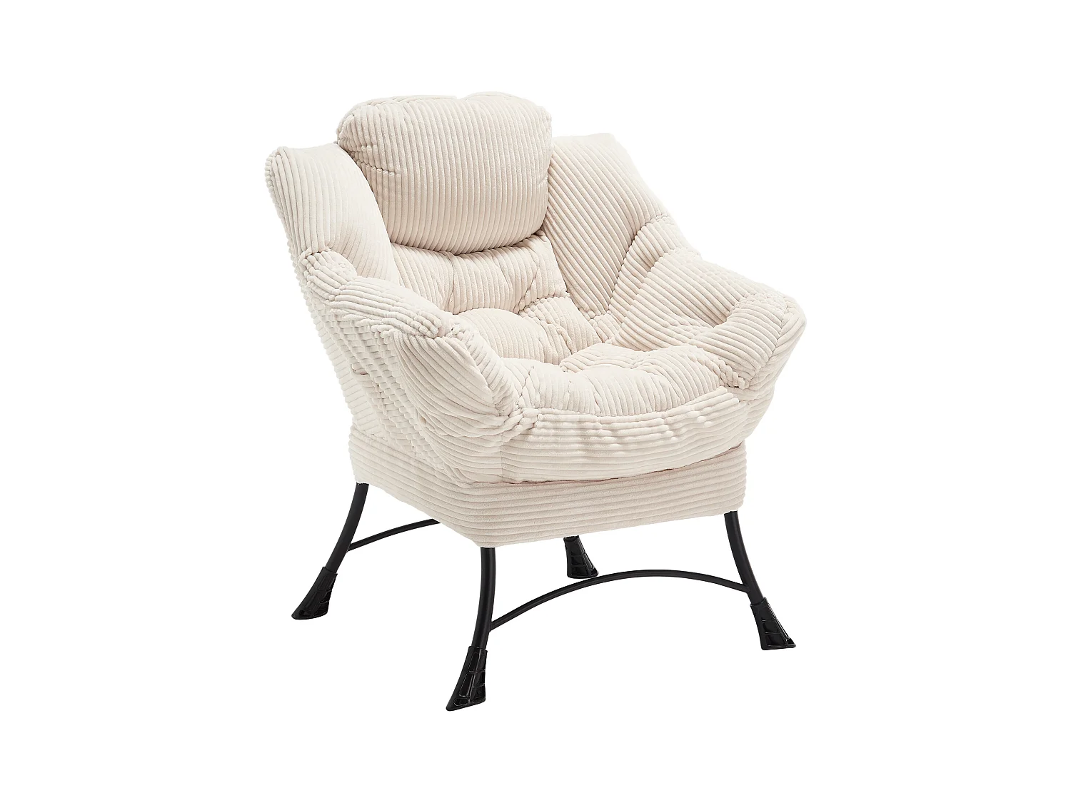 Canapé droit blanc - Canapé 1 place avec poches latérales et repose-pieds - pour chambre et salon