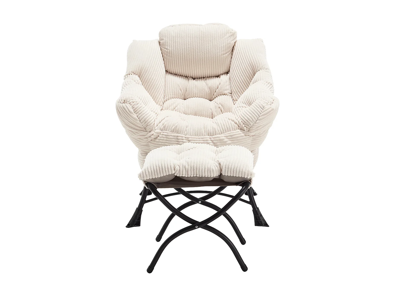 Canapé droit blanc - Canapé 1 place avec poches latérales et repose-pieds - pour chambre et salon