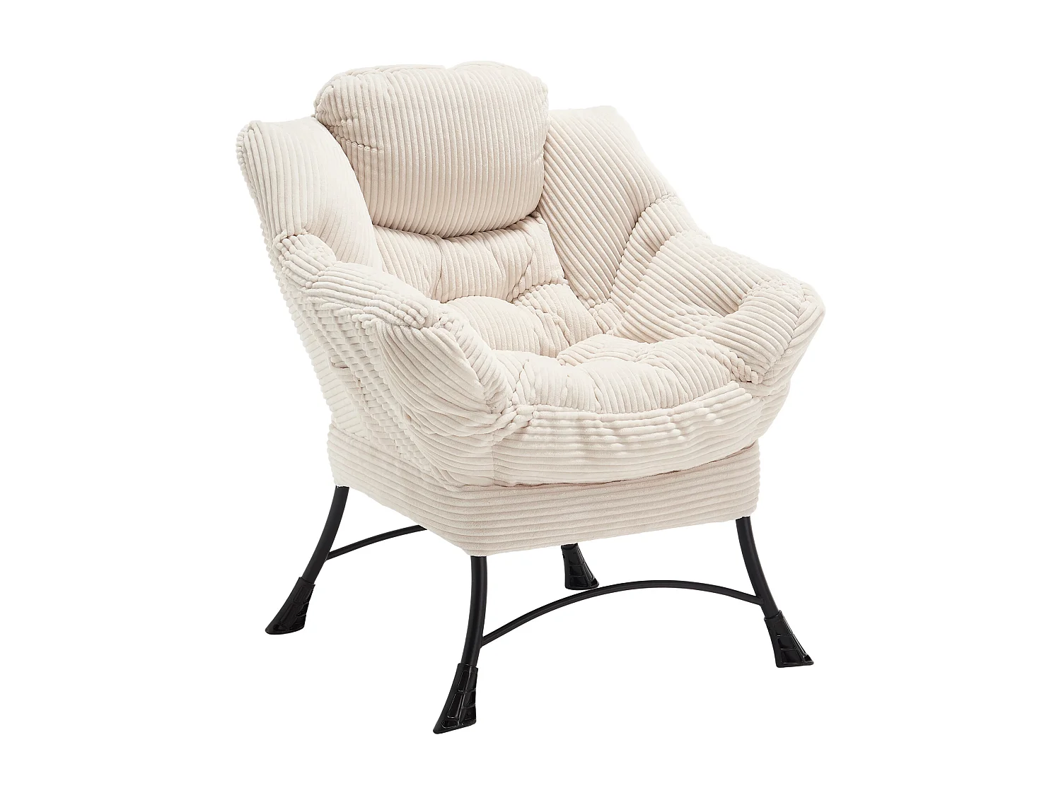 Canapé droit blanc - Canapé 1 place avec poches latérales et repose-pieds - pour chambre et salon