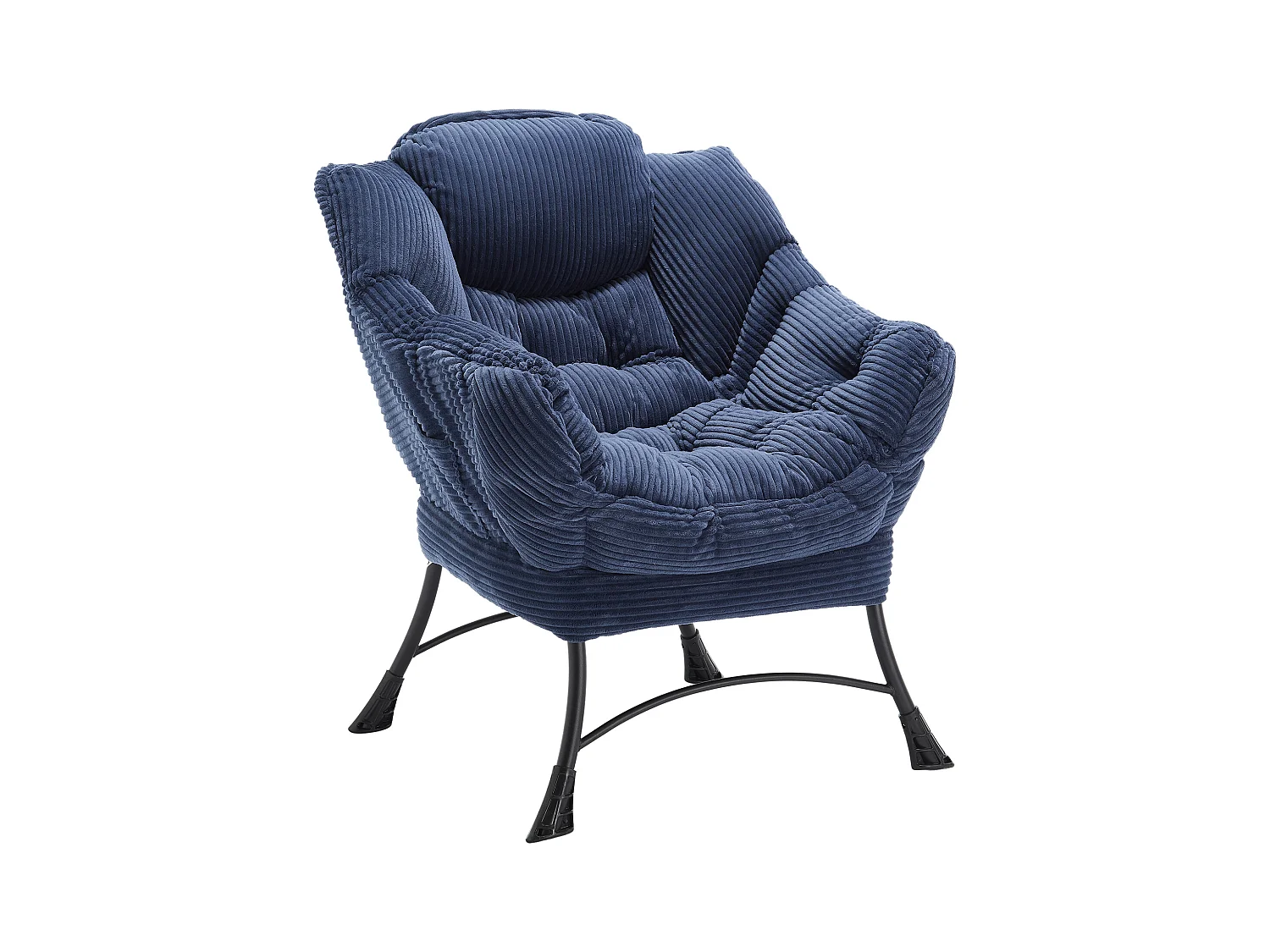 Canapé droit bleu - Canapé 1 place avec poches latérales et repose-pieds - pour chambre et salon