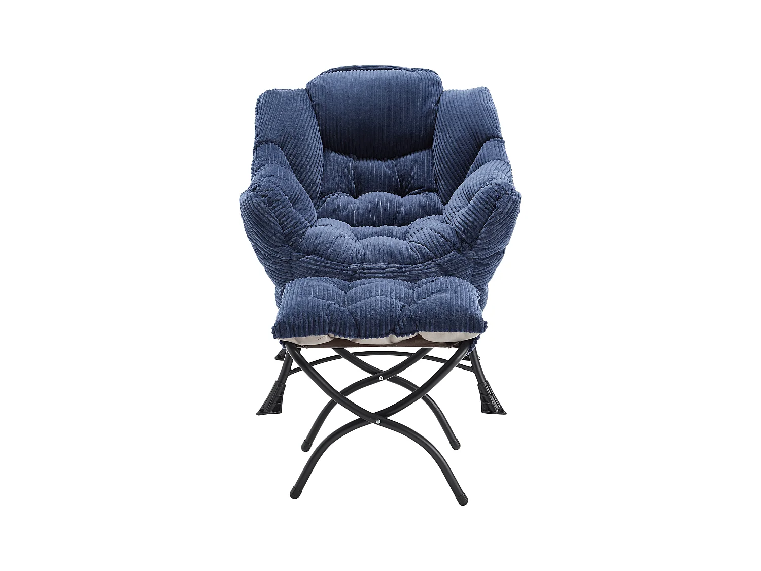 Canapé droit bleu - Canapé 1 place avec poches latérales et repose-pieds - pour chambre et salon