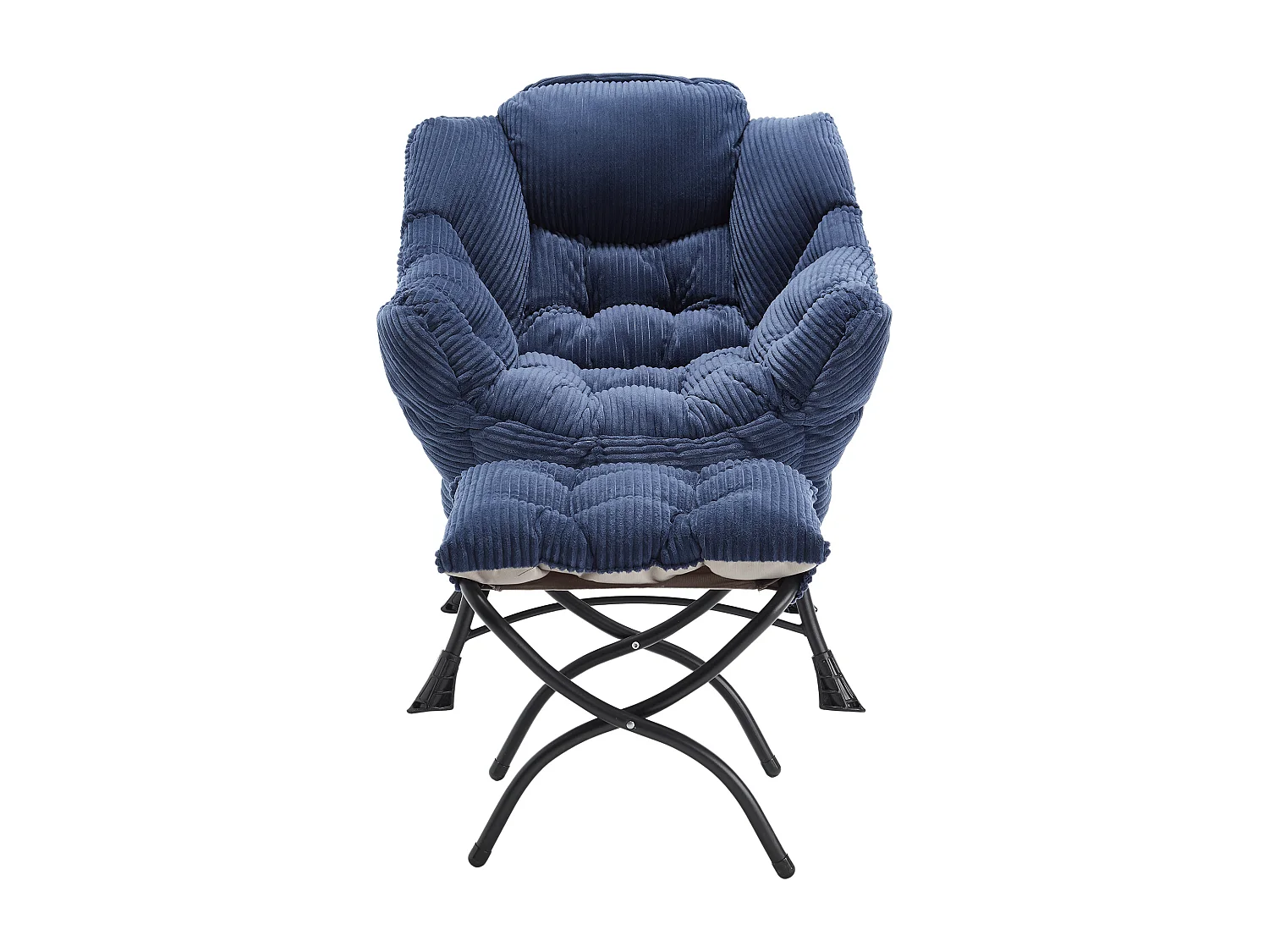 Canapé droit bleu - Canapé 1 place avec poches latérales et repose-pieds - pour chambre et salon