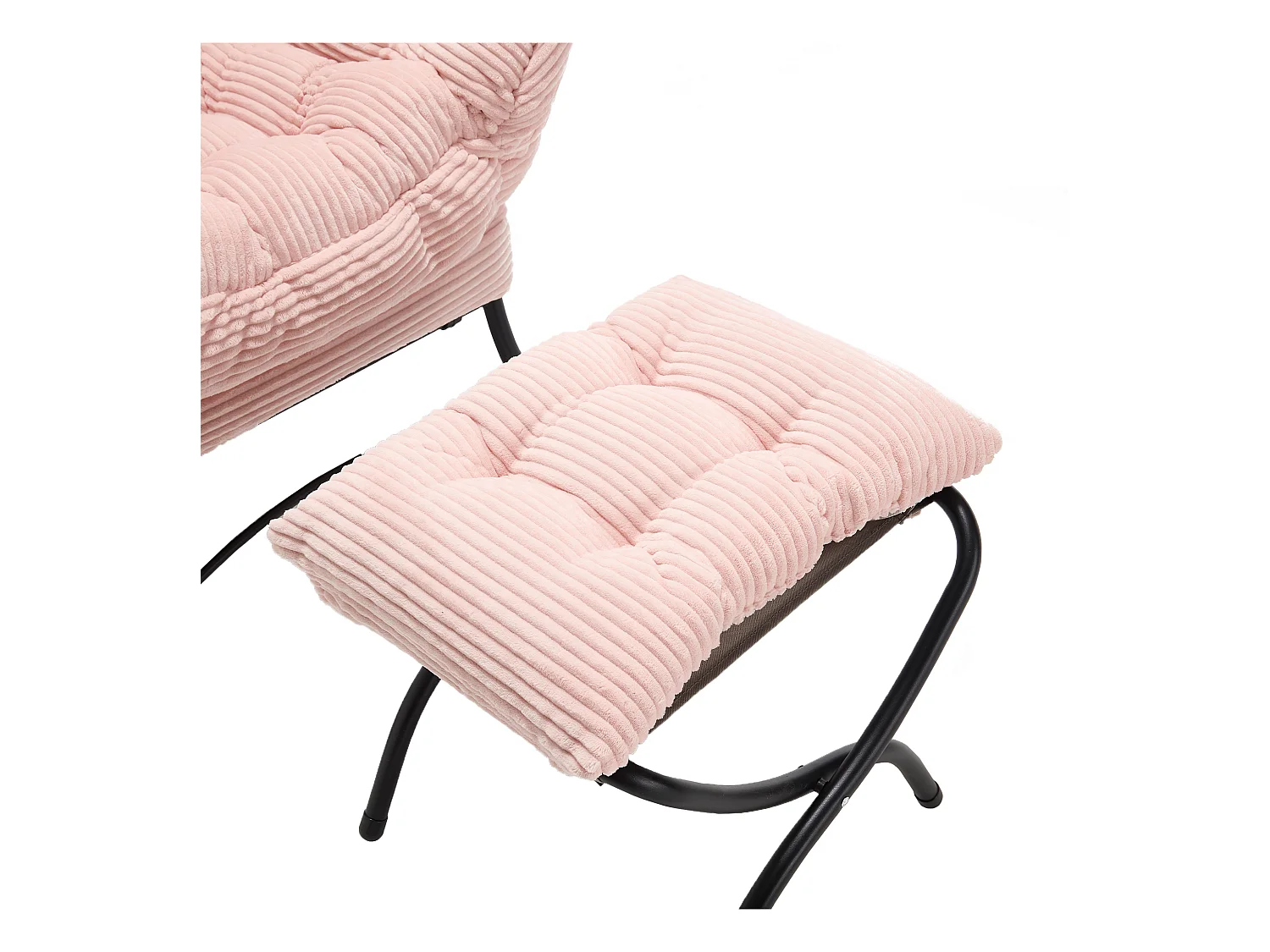 Canapé droit rose - Canapé 1 place avec poches latérales et repose-pieds - pour chambre et salon