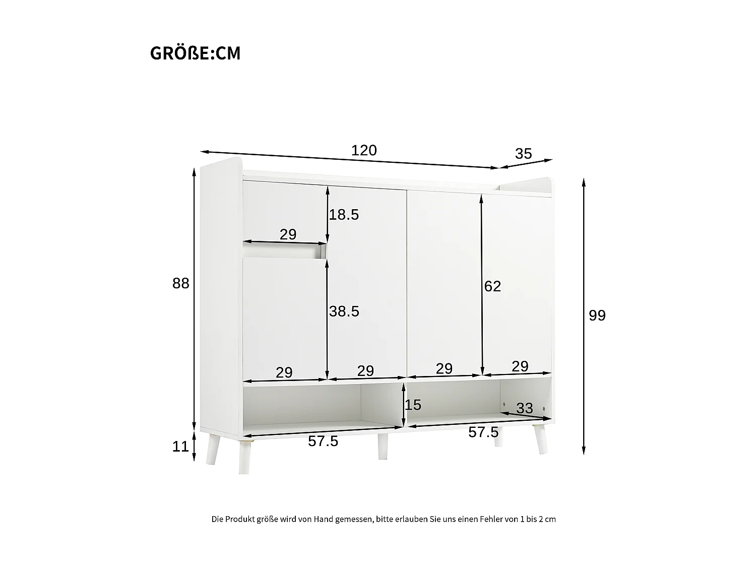 Meuble à chaussures blanc - Meuble à chaussures avec 1 tiroir et 4 portes - étagères réglables et rangement ouvert
