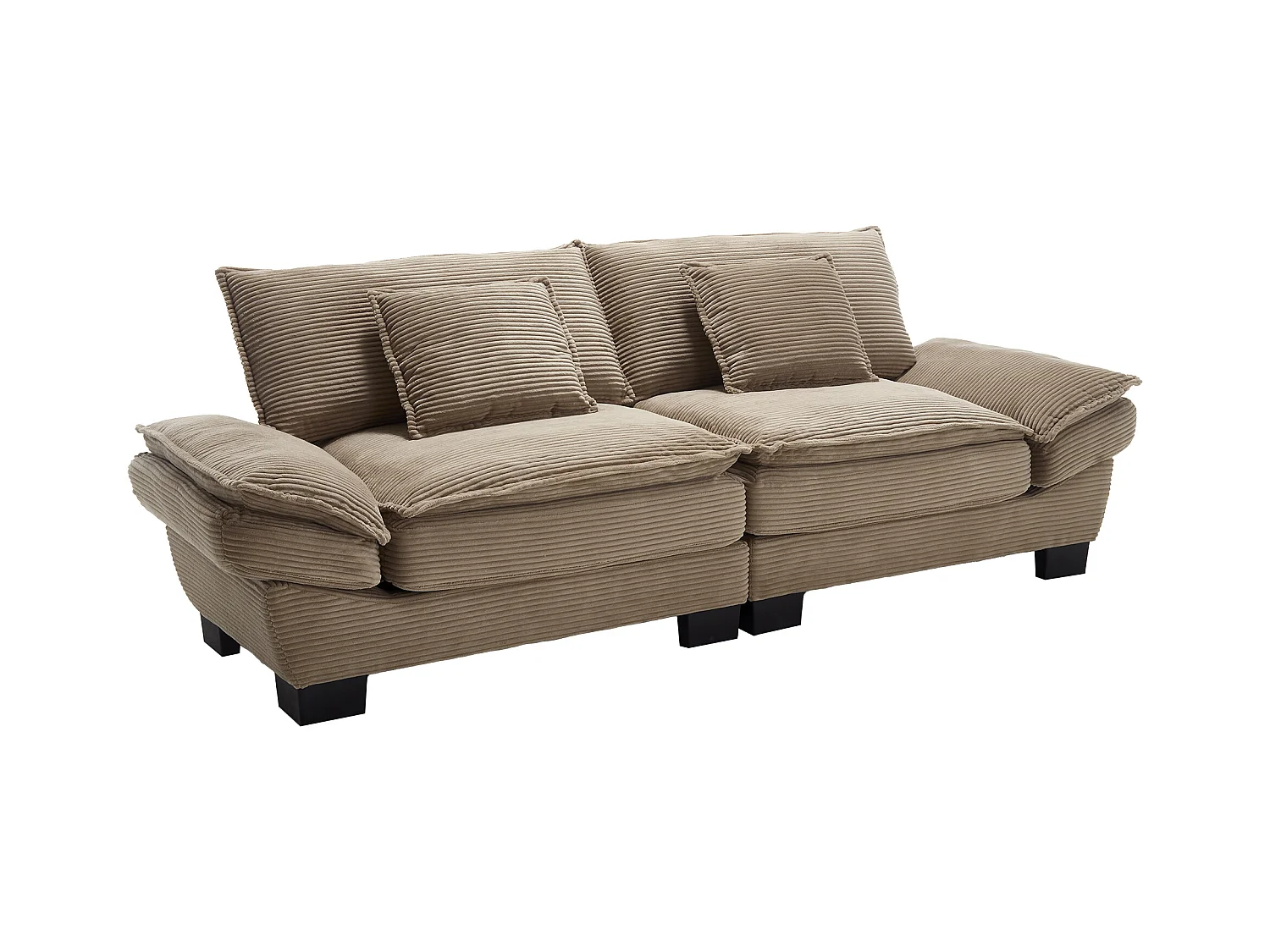 2-Sitzer-Sofa - Gerades Sofa mit Kissen - Khaki - für wohnzimmer und schlafzimmer