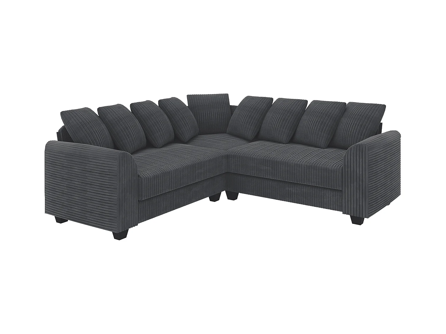 Canapé d'angle gris - Canapé 4 places avec coussins de dossier et accoudoirs - pour le salon