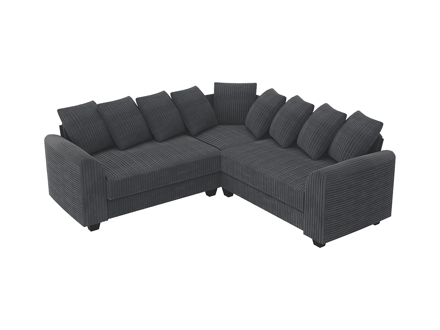 Canapé d'angle gris - Canapé 4 places avec coussins de dossier et accoudoirs - pour le salon