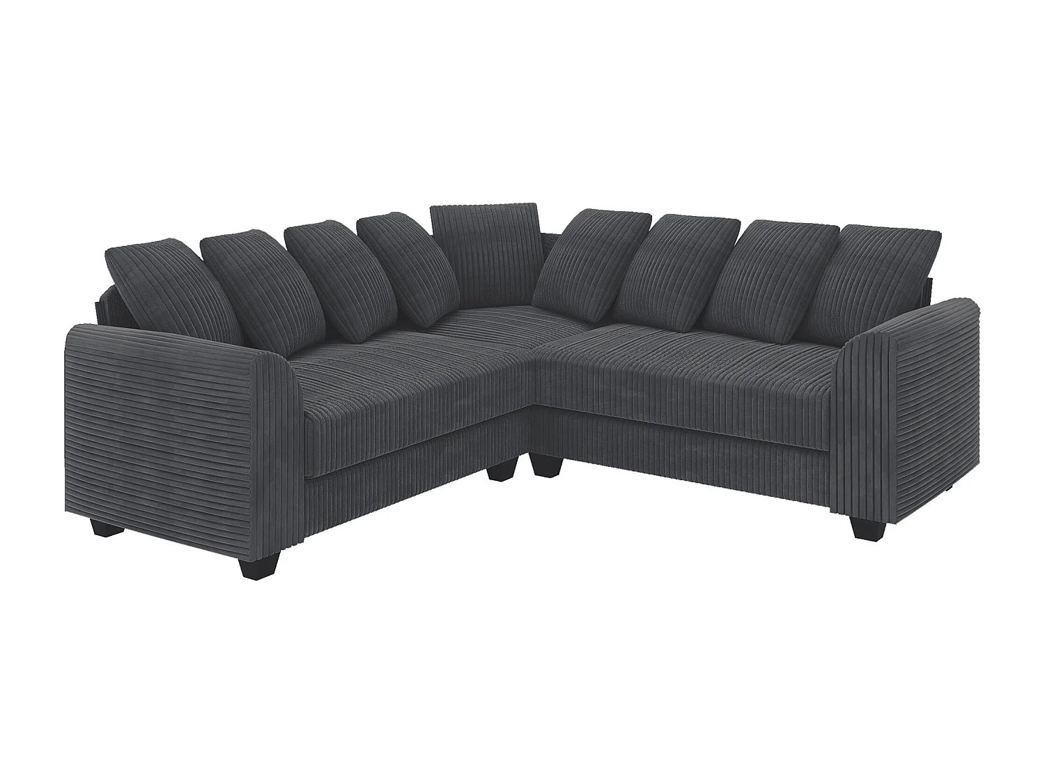 Canapé d'angle gris - Canapé 4 places avec coussins de dossier et accoudoirs - pour le salon