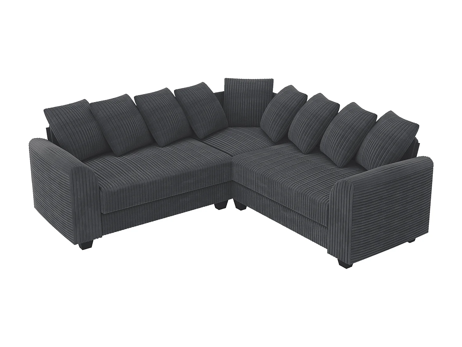 Canapé d'angle gris - Canapé 4 places avec coussins de dossier et accoudoirs - pour le salon