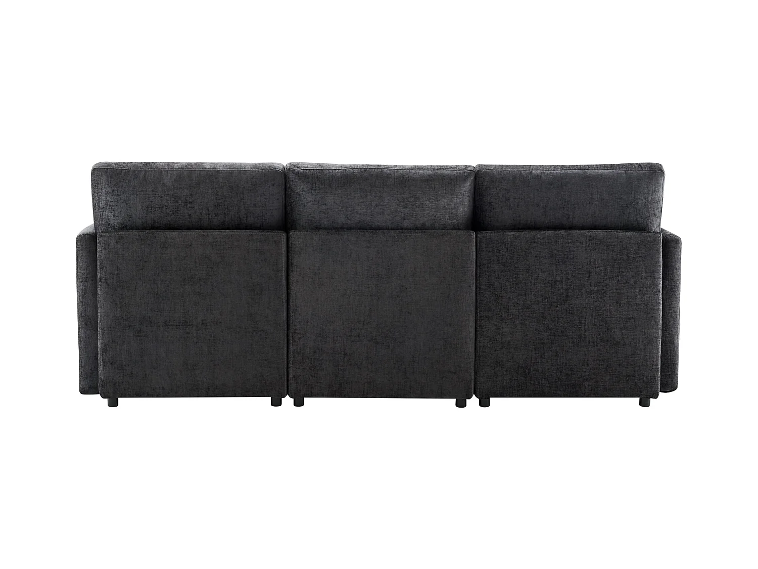 Graues Ecksofa – 4-Sitzer-Sofa mit Fußhocker und Rückenkissen – für das wohnzimmer