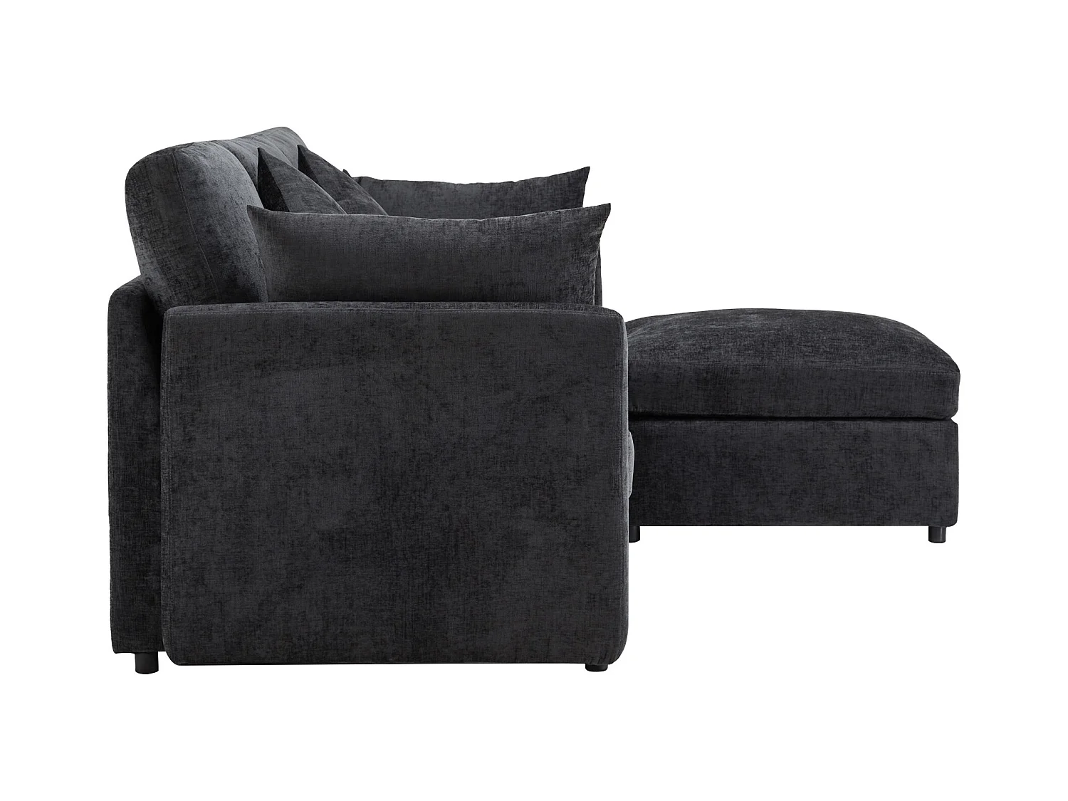 Graues Ecksofa – 4-Sitzer-Sofa mit Fußhocker und Rückenkissen – für das wohnzimmer