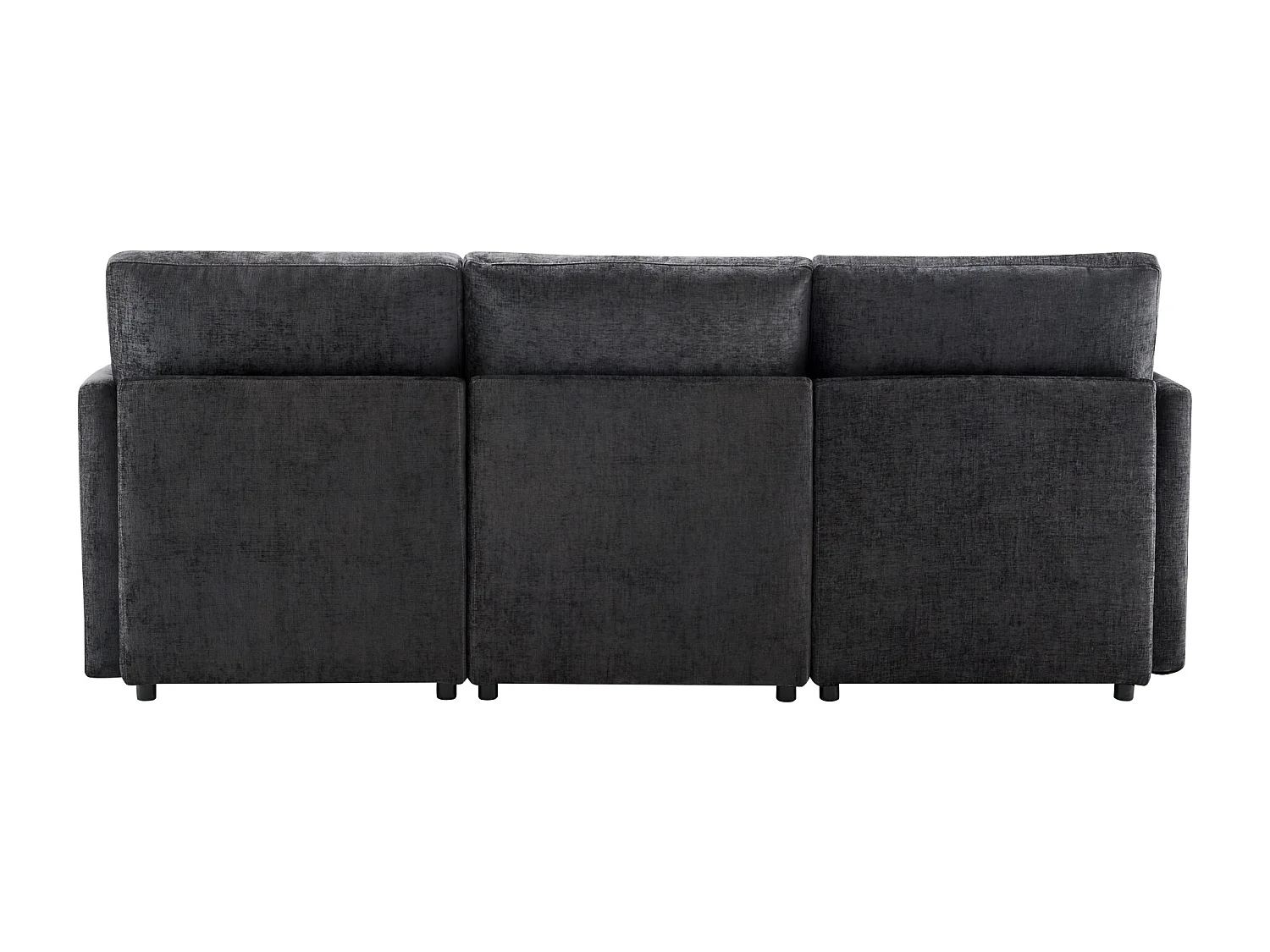 Szara sofa narożna - sofa 4-osobowa z podnóżkiem i poduszkami oparcia - do salonu