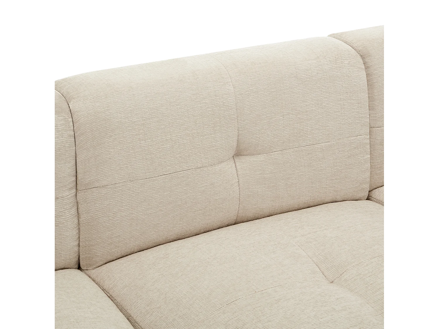 Beige hoekbank – 3-zitsbank met opbergvoetenbank en 2 kussens – voor woonkamer en kantoor