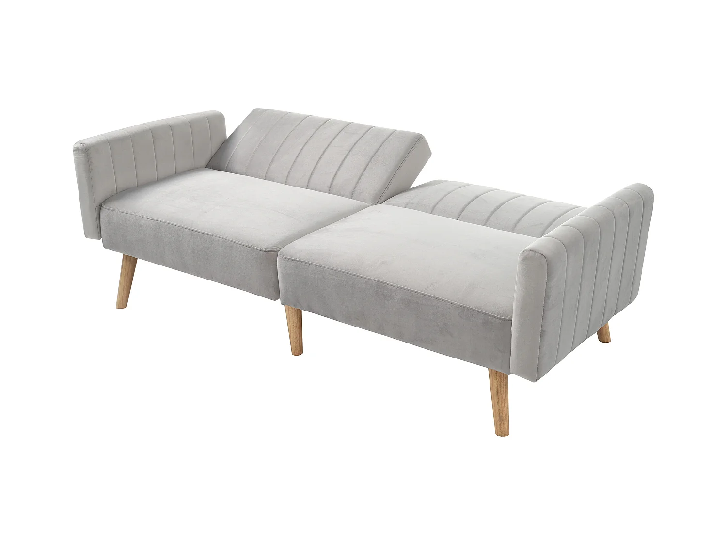 Canapé droit blanc - Canapé 2 places avec dossier et accoudoirs rabattables - pour salon et chambre