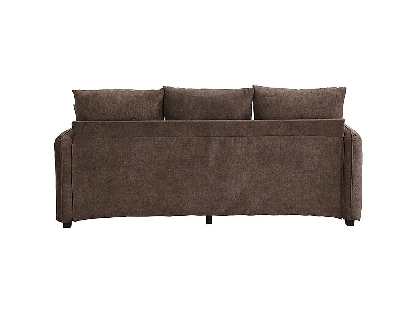 Canapé d'angle marron - Canapé 3 places avec 2 tiroirs et 2 tabourets de rangement - amovible