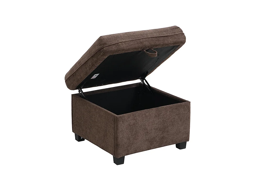 Canapé d'angle marron - Canapé 3 places avec 2 tiroirs et 2 tabourets de rangement - amovible