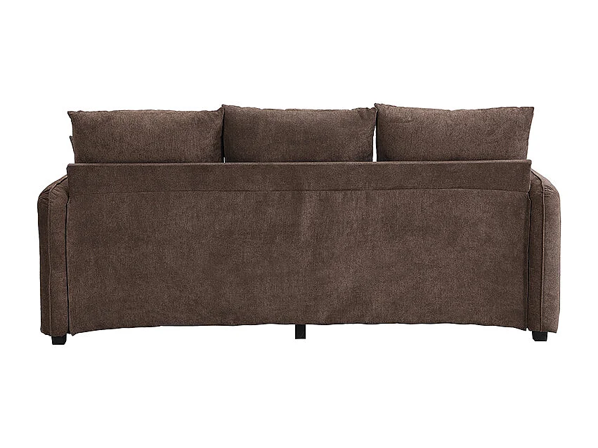 Braunes Ecksofa - 3-Sitzer-Sofa mit 2 Schubladen und 2 Hockern mit Stauraum - abnehmbar
