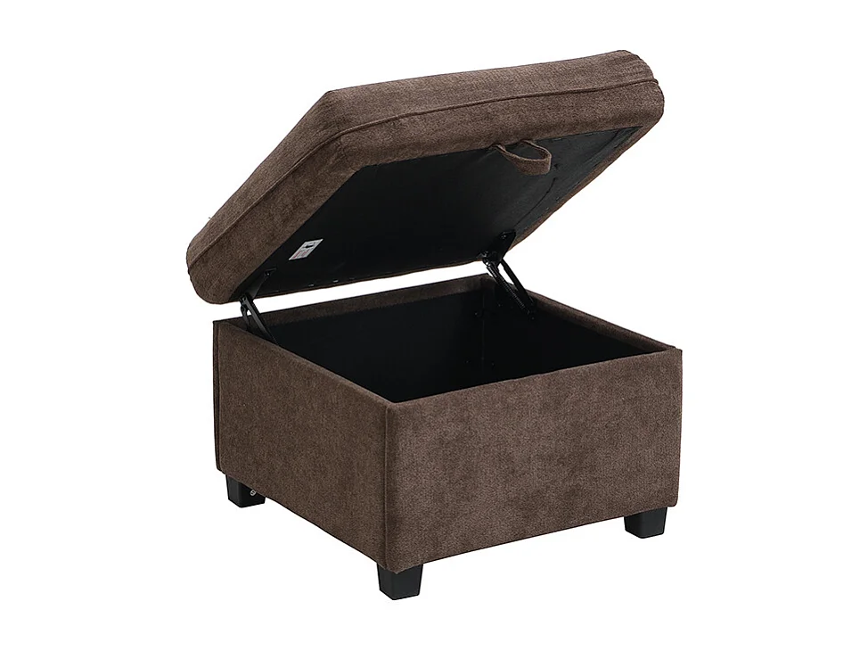 Braunes Ecksofa - 3-Sitzer-Sofa mit 2 Schubladen und 2 Hockern mit Stauraum - abnehmbar