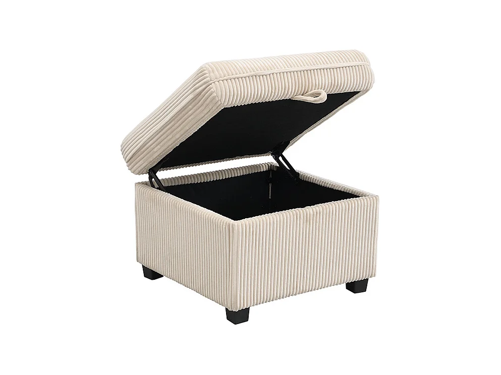 Canapé d'angle beige - Canapé 3 places avec 2 tiroirs et 2 tabourets de rangement - amovible