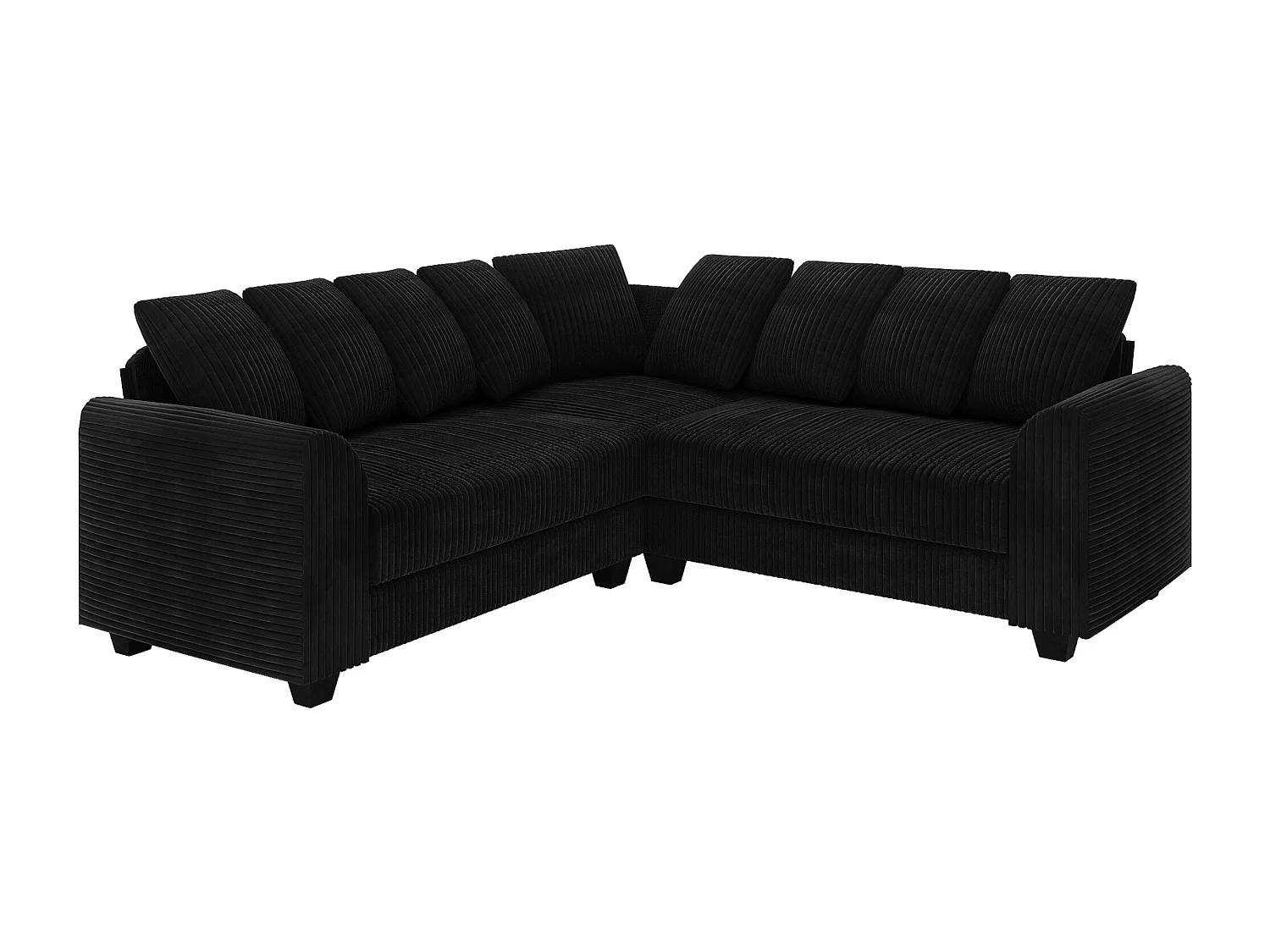 Canapé d'angle noir - Canapé 4 places avec coussins de dossier et accoudoirs - pour le salon