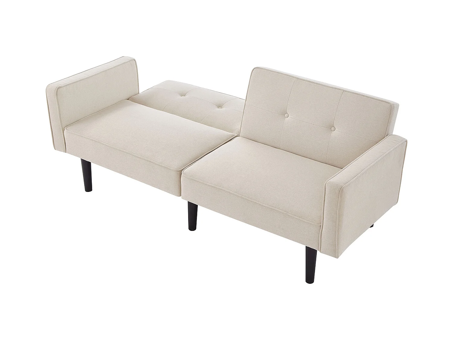 Beiges gerades Sofa - 2-Sitzer-Sofa mit verstellbarer Rückenlehne und Armlehnen - für das wohnzimmer